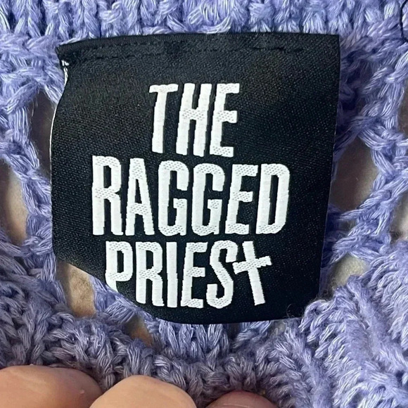 The Ragged Priest Wide Leg LIVEWIRE Pants Light Purple Open Knit Acrylic XS/S - Picture 3 of 10